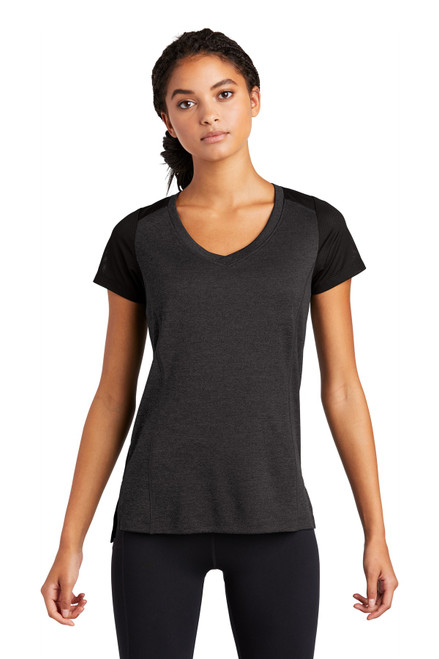 Sport-Tek ® Ladies Endeavor Tee. LST465 Black Heather/ Black Sport-Tek ® Ladies Endeavor Tee. LST465 Black Heather/ Black
