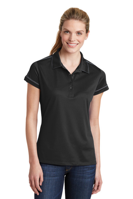 Sport-Tek® Ladies Contrast Stitch Micropique Sport-Wick® Polo. LST659 Black Sport-Tek® Ladies Contrast Stitch Micropique Sport-Wick® Polo. LST659 Black