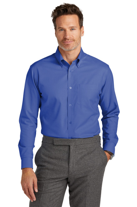 Brooks Brothers® Wrinkle-Free Stretch Nailhead Shirt BB18002 Cobalt Blue Brooks Brothers® Wrinkle-Free Stretch Nailhead Shirt BB18002 Cobalt Blue
