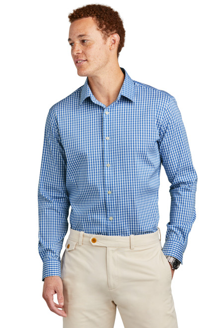Brooks Brothers® Tech Stretch Patterned Shirt BB18006 Charter Blue Check Brooks Brothers® Tech Stretch Patterned Shirt BB18006 Charter Blue Check