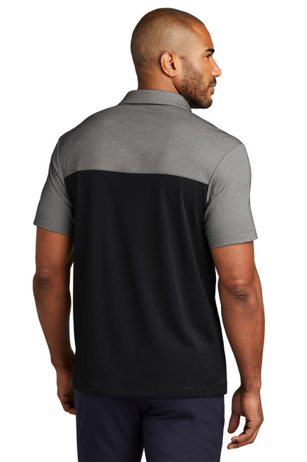 Port Authority® Fine Pique Blend Blocked Polo K831 Deep Black/ Charcoal Heather Back