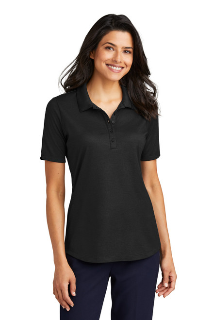 Port Authority® Ladies Fine Pique Blend Polo LK830 Black Heather Port Authority® Ladies Fine Pique Blend Polo LK830 Black Heather