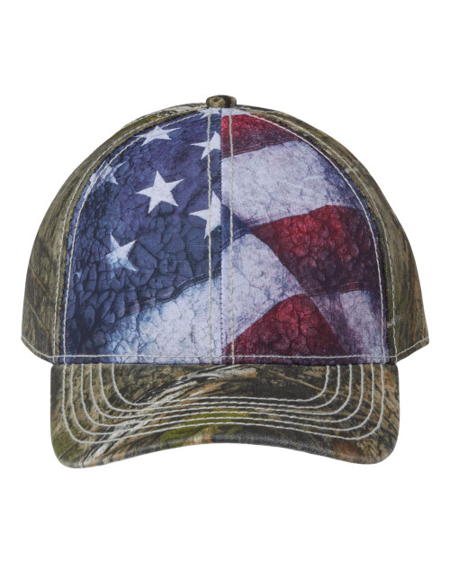 Camo with Flag Sublimated Front Panels Cap - SUS100 Country DNA