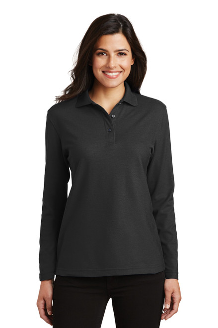 Port Authority® Ladies  Silk Touch™ Long Sleeve Polo.  L500LS Black Port Authority® Ladies  Silk Touch™ Long Sleeve Polo.  L500LS Black