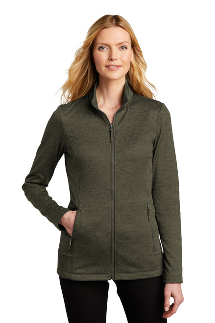 Port Authority ® Ladies Collective Striated Fleece Jacket. L905 Deep Olive Heather Port Authority ® Ladies Collective Striated Fleece Jacket. L905 Deep Olive Heather
