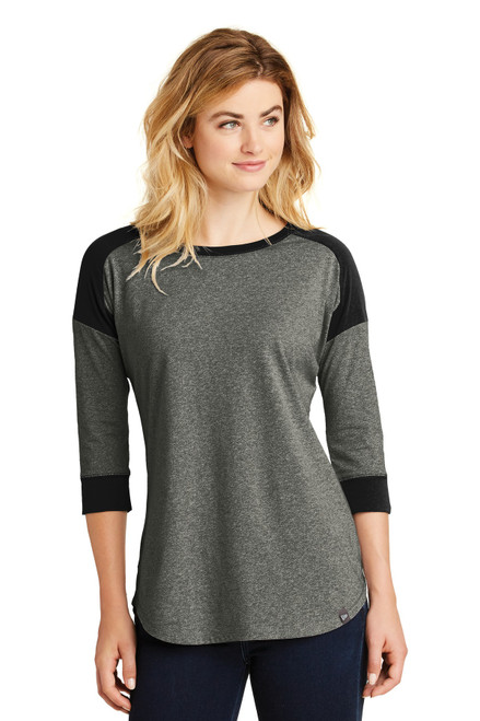 New Era ® Ladies Heritage Blend 3/4-Sleeve Baseball Raglan Tee. LNEA104 Black/ Black Twist New Era ® Ladies Heritage Blend 3/4-Sleeve Baseball Raglan Tee. LNEA104 Black/ Black Twist