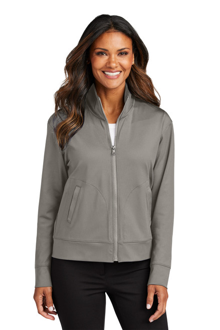 Port Authority® Ladies C-FREE® Double Knit Full-Zip LK881 Smoke Grey