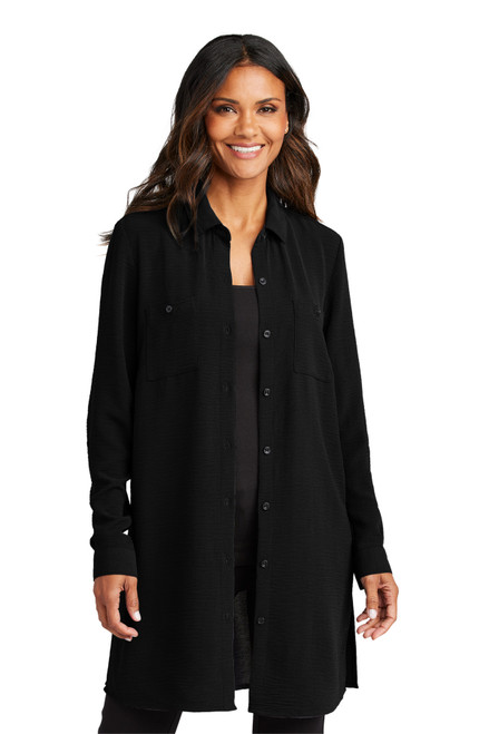 Port Authority® Ladies Textured Crepe Long Tunic LW715 Deep Black Port Authority® Ladies Textured Crepe Long Tunic LW715 Deep Black