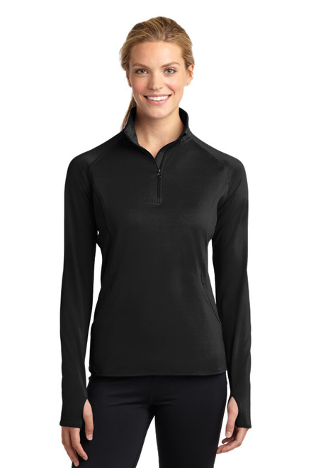 Sport-Tek® Women's Sport-Wick® Stretch 1/4-Zip Pullover. LST850 Black Sport-Tek® Women's Sport-Wick® Stretch 1/4-Zip Pullover. LST850 Black