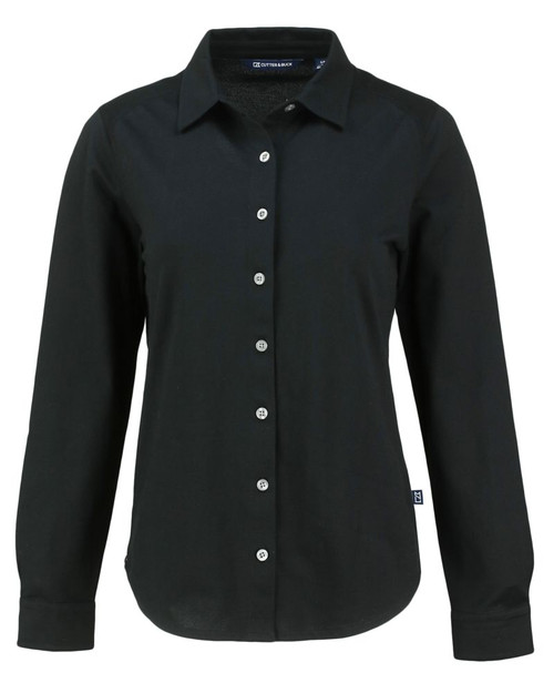 Cutter & Buck Advantage Tri-Blend Eco Soft Pique Long Sleeve Knitted Womens Button Up LCK00188
