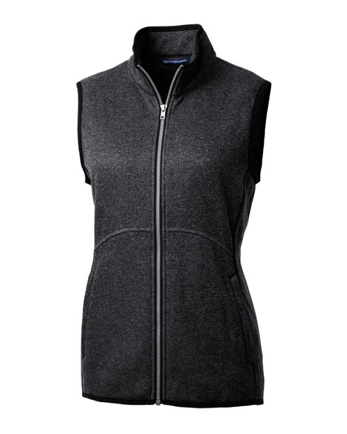 Cutter & Buck Mainsail Sweater Knit Womens Full Zip Vest LCO00058 Charcoal Heather Cutter & Buck Mainsail Sweater Knit Womens Full Zip Vest LCO00058 Charcoal Heather