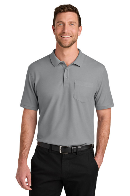 Port Authority® Tall Wearever Signature Pique Pocket Polo TLK200P Gusty Grey
