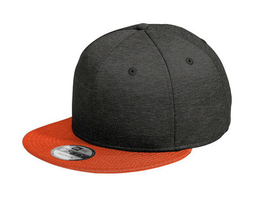 New Era ® Shadow Heather Striped Flat Bill Snapback Cap NE408 Black Shadow Heather/ Deep Orange