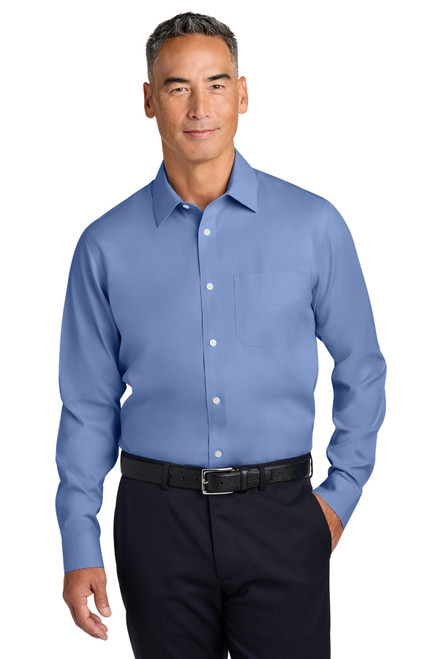 Brooks Brothers® Wrinkle-Free Stretch Pinpoint Spread Collar Shirt BB18012 Cobalt Blue