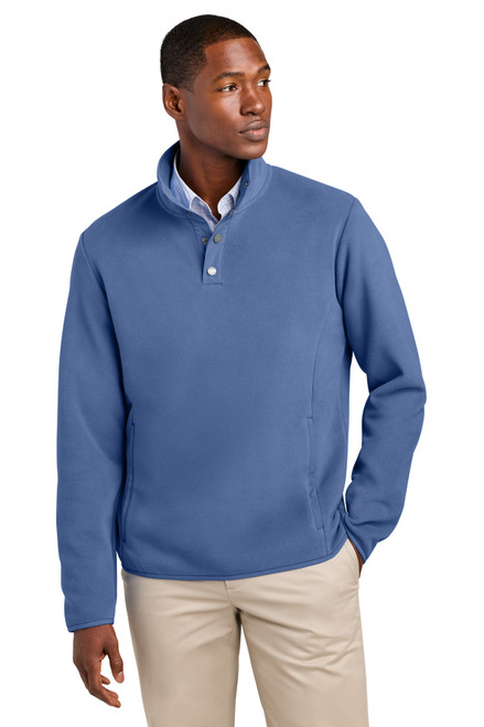 Brooks Brothers® Fleece 1/4-Snap Neck BB18612 Charter Blue