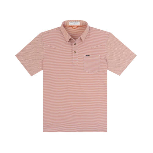 Poncho Field Performance Polo Striped Burnt Orange