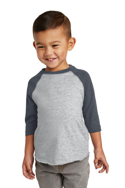Rabbit Skins™ Toddler Baseball Fine Jersey Tee. RS3330 Vintage Heather/ Vintage Navy Rabbit Skins™ Toddler Baseball Fine Jersey Tee. RS3330 Vintage Heather/ Vintage Navy