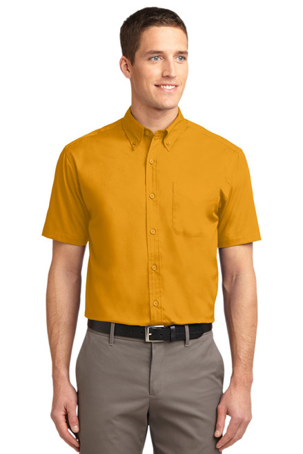 Port Authority® Short Sleeve Easy Care Shirt.  S508 Athletic Gold/ Light Stone Port Authority® Short Sleeve Easy Care Shirt.  S508 Athletic Gold/ Light Stone