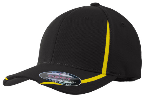 Sport-Tek® Flexfit® Performance Colorblock Cap. STC16 Black/ Gold Sport-Tek® Flexfit® Performance Colorblock Cap. STC16 Black/ Gold
