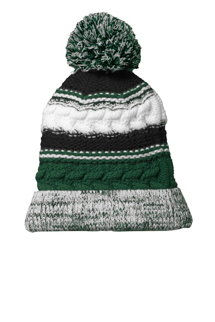 Sport-Tek® Pom Pom Team Beanie. STC21 Forest Green/ Black/ White Sport-Tek® Pom Pom Team Beanie. STC21 Forest Green/ Black/ White