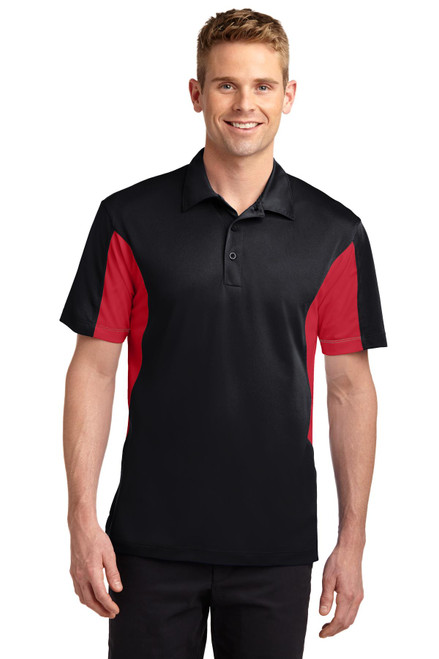 Sport-Tek® Tall Side Blocked Micropique Sport-Wick® Polo. TST655 Black/ True Red Sport-Tek® Tall Side Blocked Micropique Sport-Wick® Polo. TST655 Black/ True Red