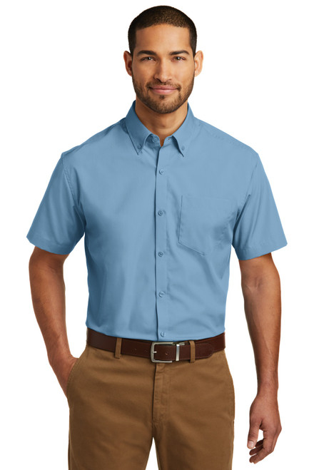 Port Authority® Short Sleeve Carefree Poplin Shirt. W101 Carolina Blue Port Authority® Short Sleeve Carefree Poplin Shirt. W101 Carolina Blue