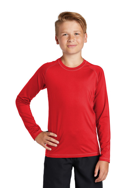 Sport-Tek ® Youth Long Sleeve Rashguard Tee. YST470LS True Red Sport-Tek ® Youth Long Sleeve Rashguard Tee. YST470LS True Red