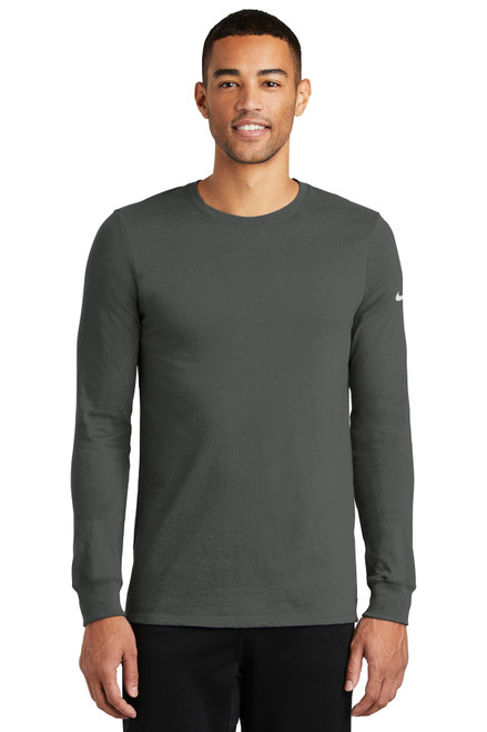 Nike Dri-FIT Cotton/Poly Long Sleeve Tee. NKBQ5230 Anthracite