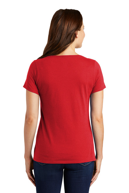 Nike Ladies Dri-FIT Cotton/Poly Scoop Neck Tee. NKBQ5234 University Red Back