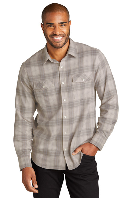 Port Authority® Long Sleeve Ombre Plaid Shirt W672 Frost Grey