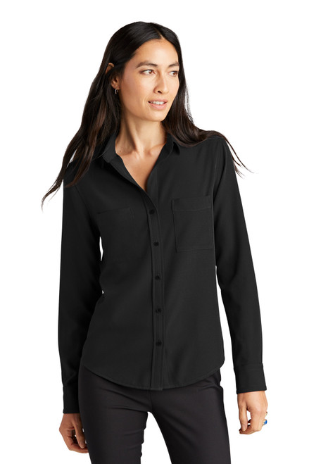 Mercer+Mettle™ Women's Stretch Crepe Long Sleeve Camp MM2013 Deep Black