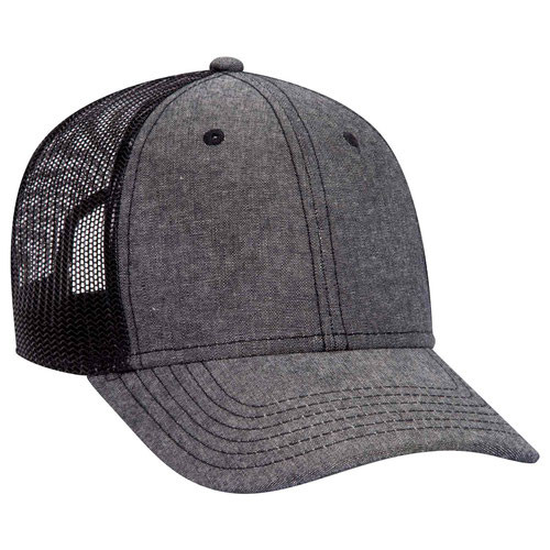 Otto Cap Six Panel Mesh Back Trucker Cap Chambray Otto Cap Six Panel Mesh Back Trucker Cap Chambray