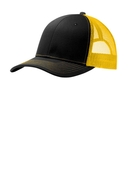 Port Authority® Snapback Trucker Cap. C112 Black/ Gold