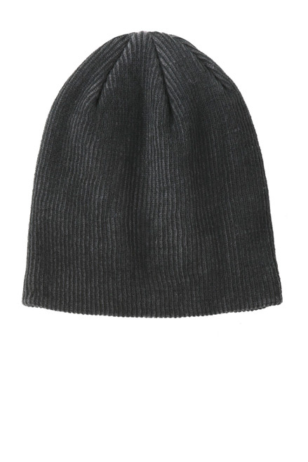 Port Authority® Rib Knit Slouch Beanie. C935 Black/ Iron Grey
