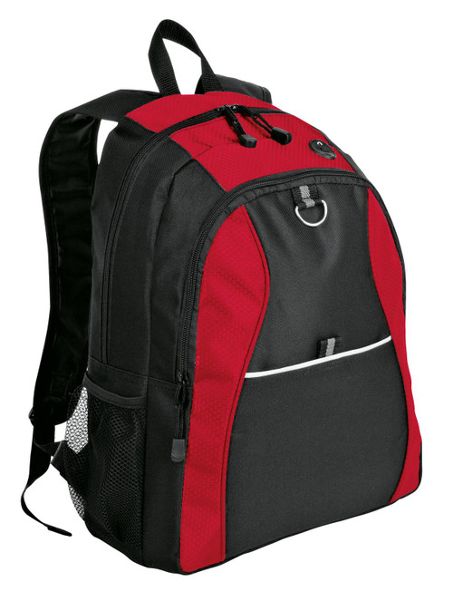 Port Authority® Contrast Honeycomb Backpack. BG1020 Red/ Black