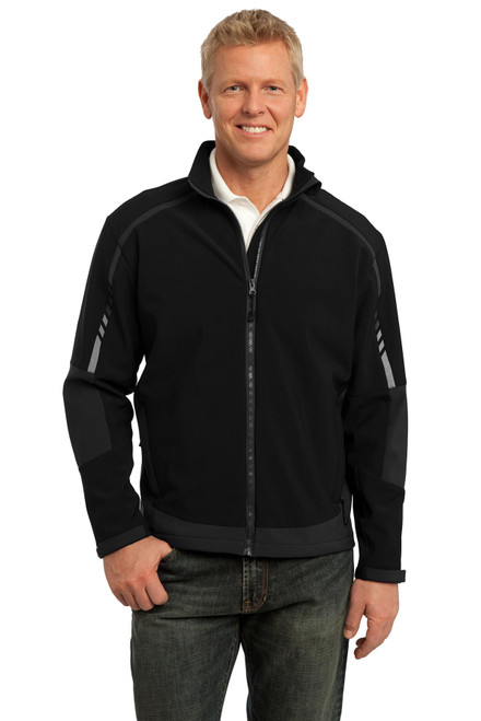 Port Authority® Embark Soft Shell Jacket. J307 Black/ Deep Grey Port Authority® Embark Soft Shell Jacket. J307 Black/ Deep Grey