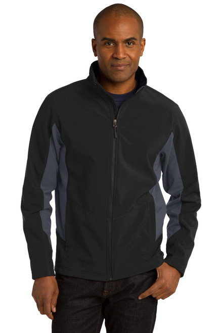 Port Authority® Core Colorblock Soft Shell Jacket. J318 Black/ Battleship Grey Port Authority® Core Colorblock Soft Shell Jacket. J318 Black/ Battleship Grey