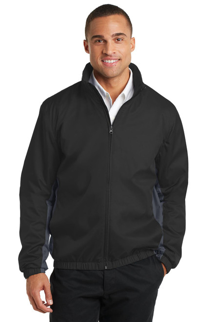 Port Authority® Core Colorblock Wind Jacket. J330 Black/ Battleship Grey