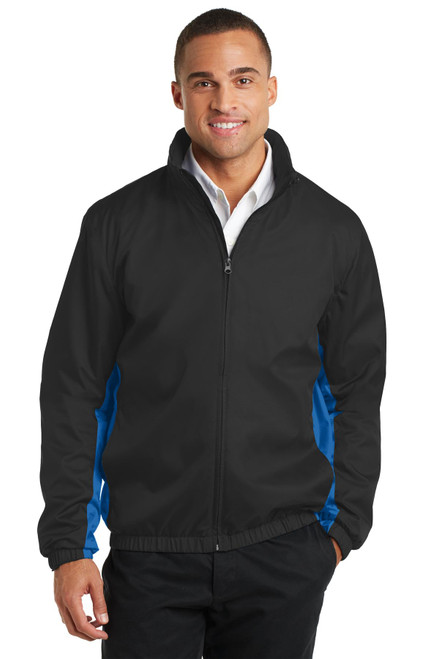 Port Authority® Core Colorblock Wind Jacket. J330 Black/ Imperial Blue
