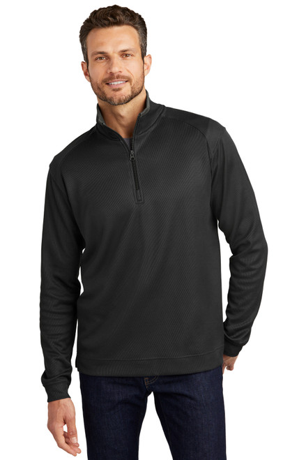 Port Authority® Vertical Texture 1/4-Zip Pullover. K805 Black/ Iron Grey Port Authority® Vertical Texture 1/4-Zip Pullover. K805 Black/ Iron Grey