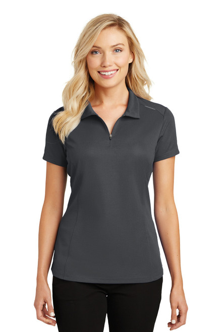 Port Authority® Ladies Pinpoint Mesh Zip Polo. L580 Battleship Grey Port Authority® Ladies Pinpoint Mesh Zip Polo. L580 Battleship Grey