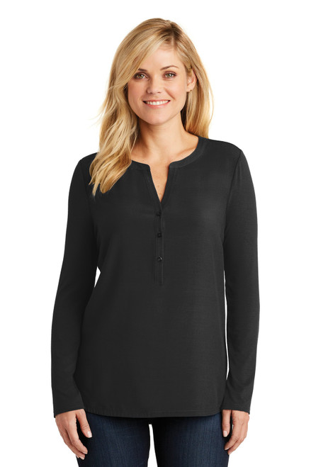 Port Authority® Ladies Concept Henley Tunic. LK5432 Black Port Authority® Ladies Concept Henley Tunic. LK5432 Black