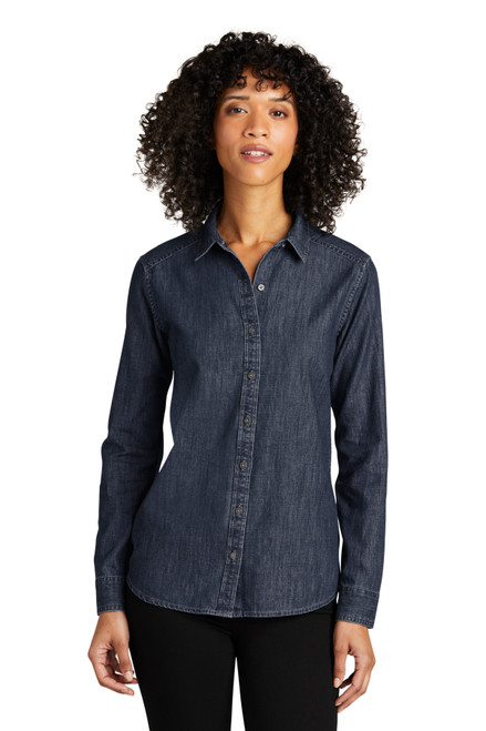 Port Authority® Ladies Long Sleeve Perfect Denim Shirt LW676 Dark Wash Port Authority® Ladies Long Sleeve Perfect Denim Shirt LW676 Dark Wash