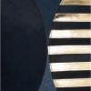 Navy Gold Leather Hide Throw Pillow