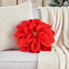 Scarlet Petals: Poinsettia Round Throw Pillow