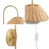 Rattan Weave Gold Plug-in Wall Scone Light