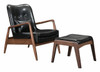 Bully Lounge Chair & Ottoman Set: Mid-Century Modern Comfort in Brown Faux Leather