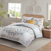 Gemma 4 Piece Floral Comforter Set with Throw Pillow