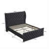 Black King Size Platform Bed Frame, Velvet Upholstered Sleigh Bed
