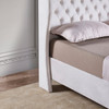 White King Size Platform Bed Frame, Velvet Upholstered Sleigh Bed
